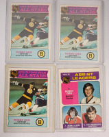 1975 - 76 O Pee Chee NHL Hockey Bobby Orr All-Star & Team Leader Trading Cards , Four (4) Cards