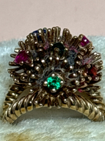 10K Yellow Gold Statement Ring Rubies Sapphire Emerald Size 6