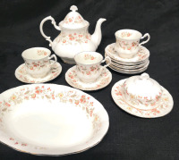 Vintage Paragon Dishes Seville Pattern Teapot, Cups & Saucers, Butter Dish and Serving Bowl