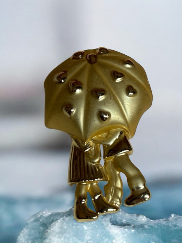 Sharing Under An Umbrella Vintage JC signed Brooch