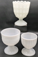 3 Vintage Milk Glass Chalices Goblets incl E.O. Brody Co M4200 Made in USA | 4.5" - 6" Tall