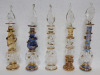 Egyptian Hand-Blown Perfume Bottles , Set of 5 . Measures 5.5" tall