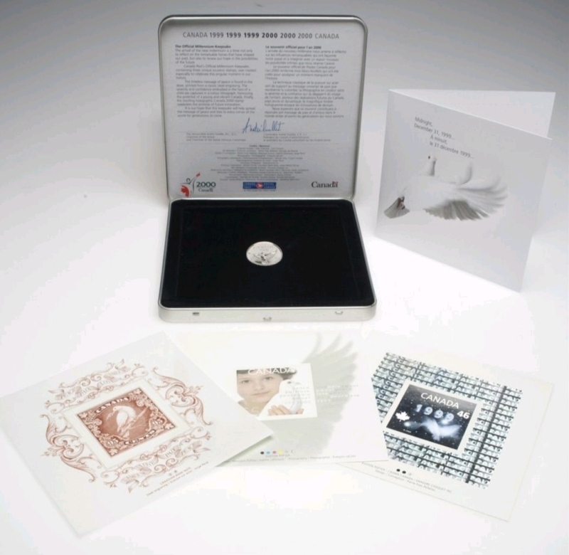 1999 / 2000 Canada Post Millennium Keepsake Stamp & Coin Set .