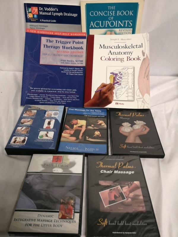 4 Medical Texts + 5 DVD's About Massage Therapy