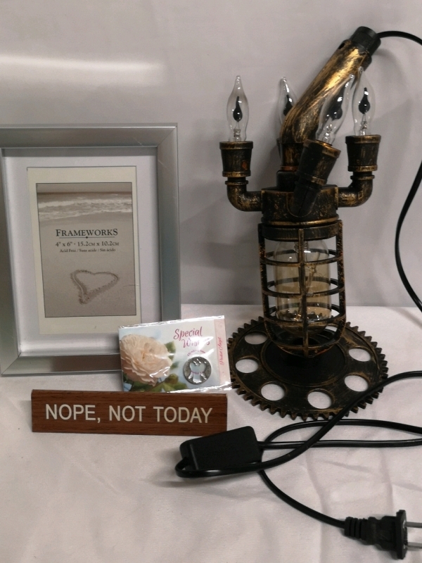 Mixed Miscellaneous Lot - Light (working), Sign, Picture Frame +