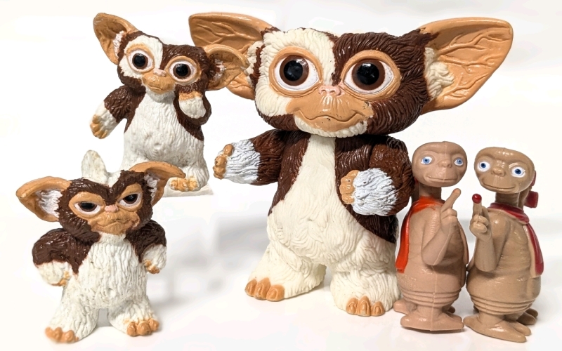 Vintage 1980s Gremlins Gizmo Articulated Toy, Gizmo + Spike Migwai Figures & 2 1982 ET the Extraterrestrial Figures | 2" - 3.6" Tall