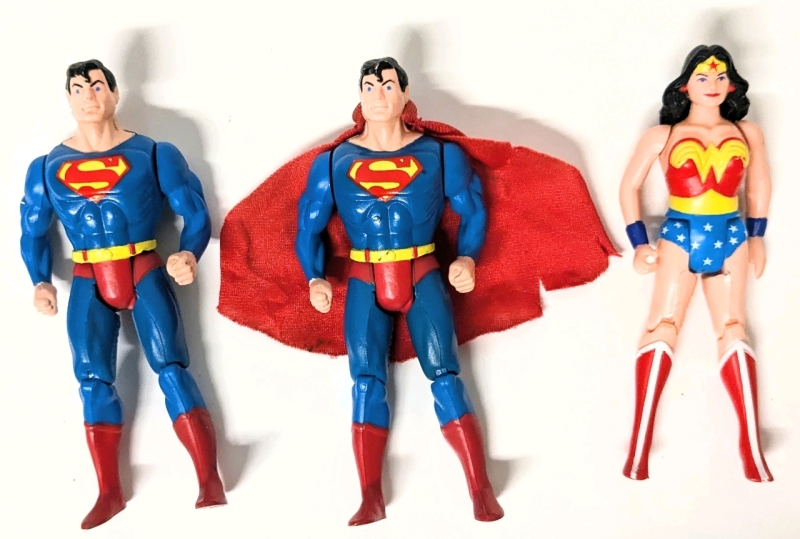 3 Vintage 1984 DC Comics Superman & Wonder Woman Action Figures | 4.75" Tall