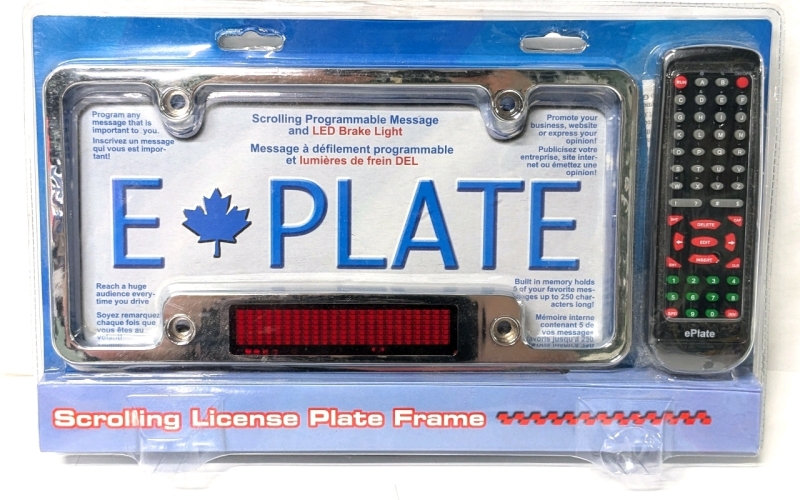 New ePlate Scrolling Programmable Message & LED Brake Light | Scrolling License Plate Frame | 12.25" x 6.25"