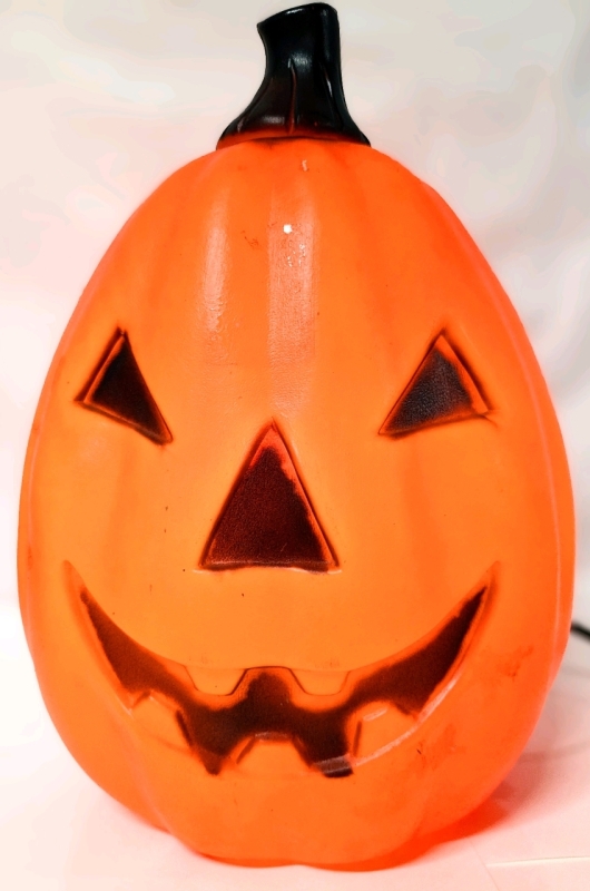 Fantastic Vintage Blow Mold Light-Up Halloween Jack-o'-Lantern Pumpkin | 14" Tall