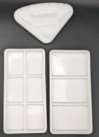 Vintage 1950s Milk Glass Dental Office Trays + Cabinet Maker Miscellaneous Bits Trays | 4" x 7.8", 5.8" x 4.25"