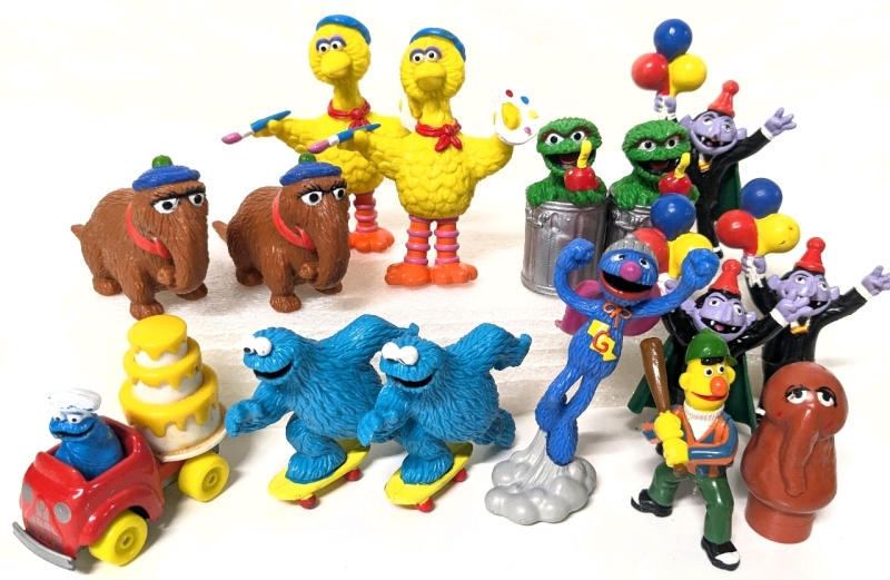 15 Vintage Sesame Street Muppets Toys & Figures | Incl 1973 Snuffalupagus Little People Fig, 1982 Playskool Cookie Monster Car + | Up to 4" Tall