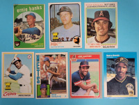 1959 - 1987 MLB Baseball Trading Card Singles . 1959 Erie Banks , 1973 Carlton Fisk 2nd Year , 1978 Nolan Ryan Record Breaker , Ron Darling Rookie & 1987 Fleer Barry Bonds Rookie Card . Seven (7) Cards