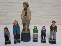 Vintage Wooden Carved People. Measures 2" - 4.5"