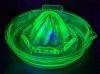 Very Vibrant Vintage Uranium Glass Citrus Juicer | 5" Diameter (excl Handle Tab) x 2.5" Tall