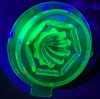 Very Vibrant Vintage Uranium Glass Citrus Juicer | 5" Diameter (excl Handle Tab) x 2.5" Tall - 5