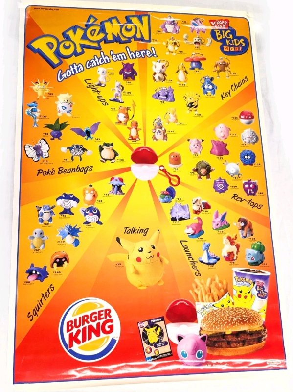 Vintage 1999 Pokemon Burger King Big Kids Meal Toy Poster | 22" x 33"