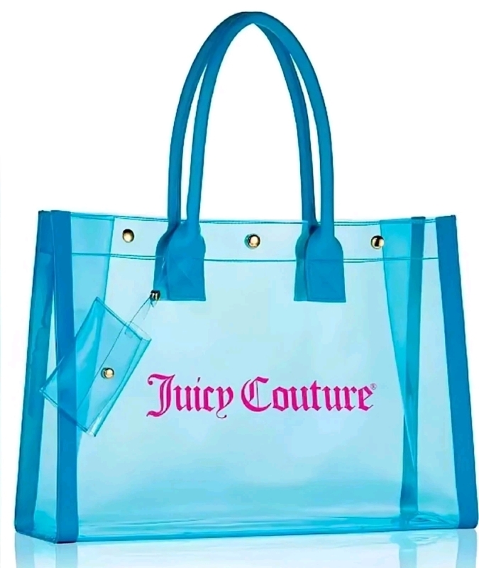 New Juicy Couture Translucent Jelly Tote Bag w Coin Purse | 15.5" x 3.5" x 11" Tall with 6.5" Drop Handles