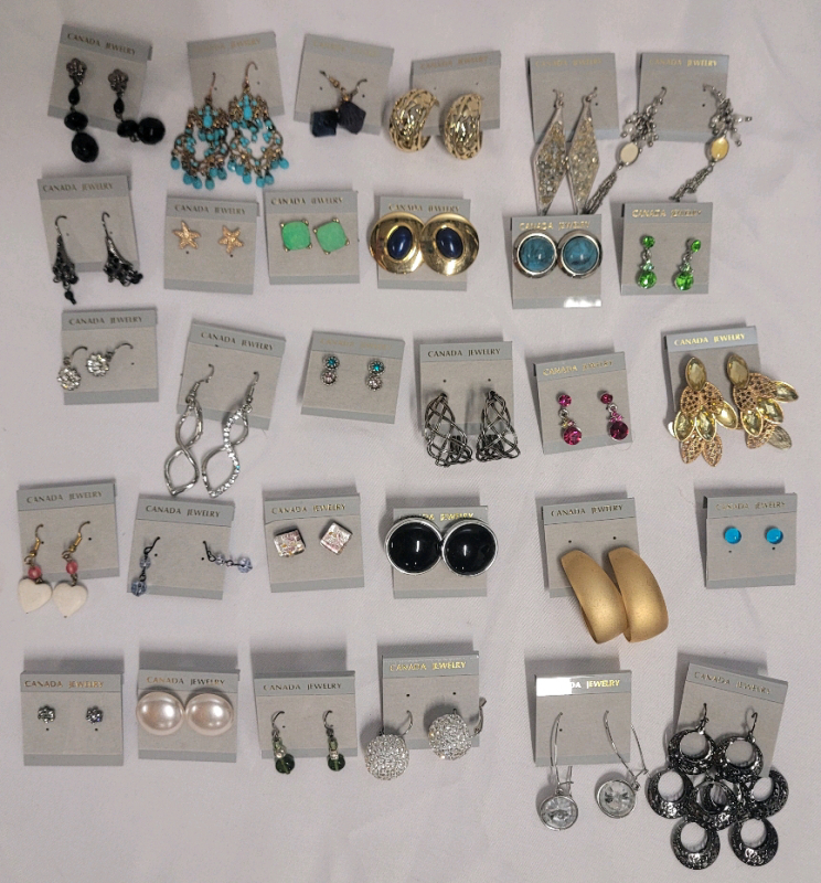 30prs. Assorted Piersed Earrings on Earring Backs