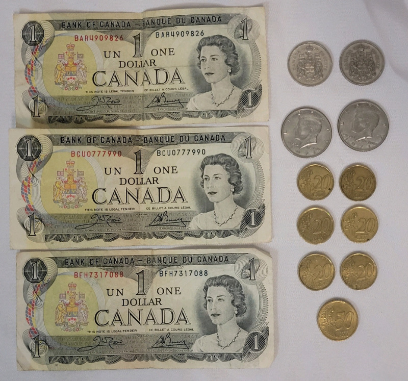 Canadian , USA & Euro Currency Lot .