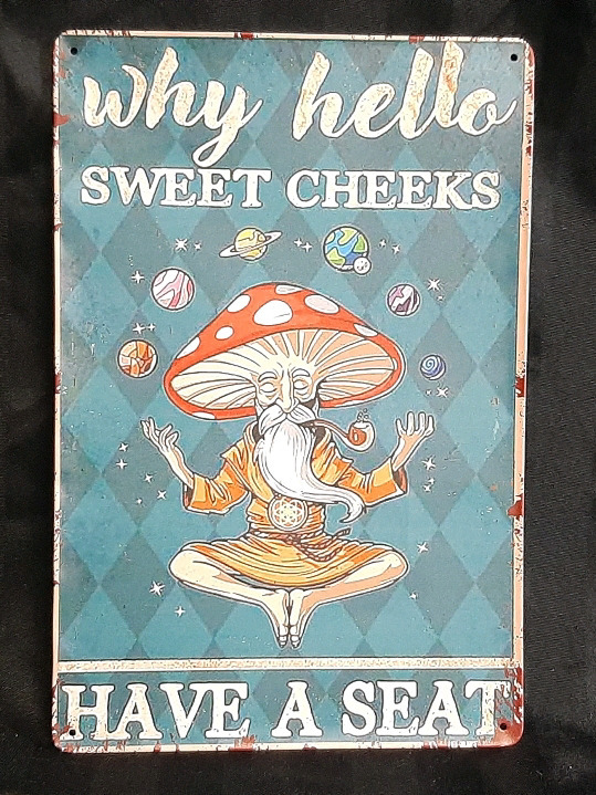 New "Mushroom Man" Metal Sign - 12" X 8"