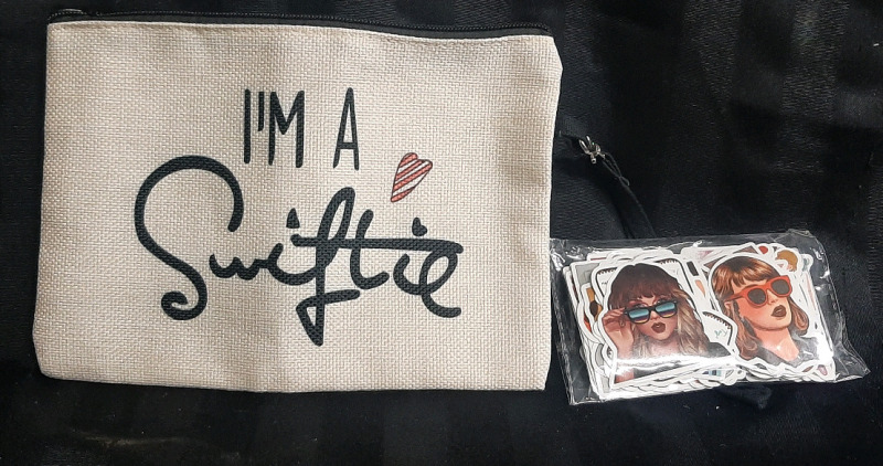 New Swiftie Zip Bag w/ Taylor Swift Themed Stickers