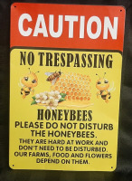 New "Caution Honeybees" Metal Sign - 12" X 8"