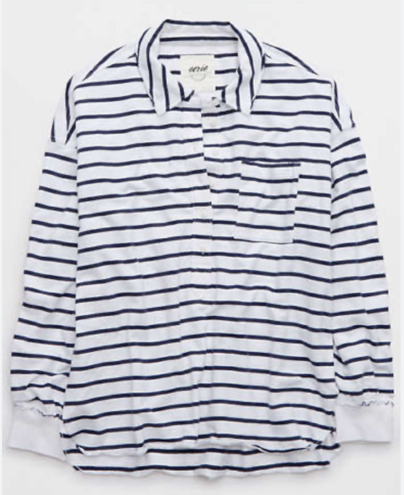 New Aerie Take It Easy Popover Polo Sweatshirt Size XXS Retail $60