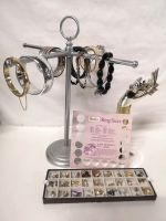 Assorted Jewelry Lot with Displays - Brackets, Rings & Earrings - Vintage Sears Ring Sizer