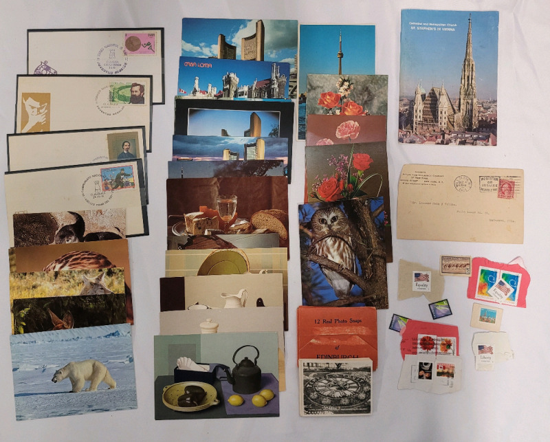 1st. Day Cuba Stamps , Canadian & USA Stamps (used) , Toronto Postcards , Wildlife Postcards & Vienna Booklet