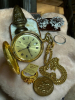 17 Jewel Chateau Hunter Case Pocket Watch Coin Sterling Band DOrlan Jewels Brass Finial - 2