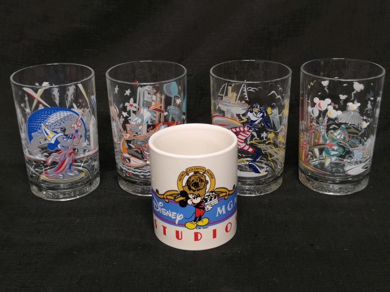 Disney Glasses + Mug - Mickey, Goodie, Donald & Beauty and The Beast