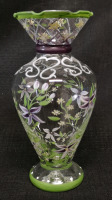 Dianty Vintage Hand-Painted 6.5" Glass Vase wuth Ruffle Rim