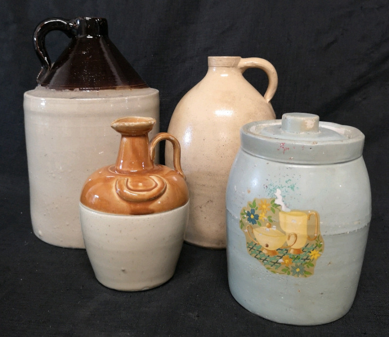 3 Vintage Pottery Jugs & Jar - Tallest 12"