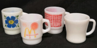 4 Vintage Milk Glass Fire King Mugs - McDonald's Mug