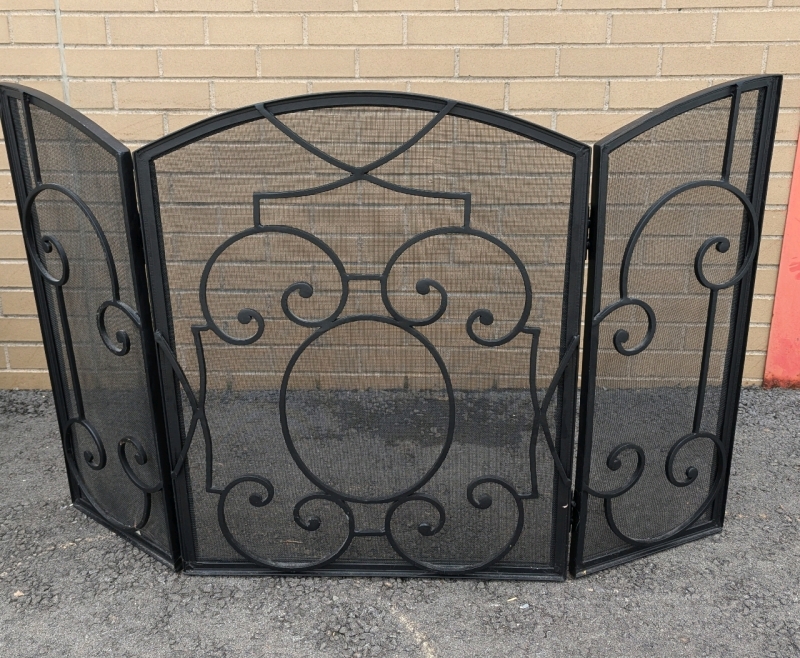 Metal 3 Panel Fireplace Screen. 30" Tall. Main Panel - 24" Wide. Side Panels - 12" Wide