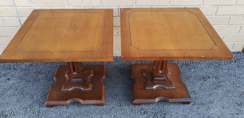 Pair of Vintage Wood Deilcraft End Tables 18" x 18" x 16" Tall