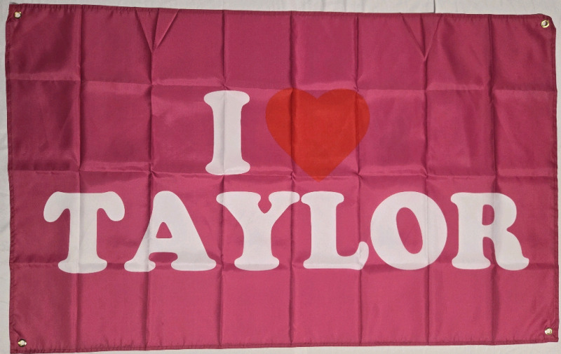 New | " I Heart Taylor" Pink Taylor Swift Wall Banner | Measures 58" x 35.5"