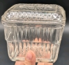 Vintage Unsigned Hoosier Square Heavy Glass Lidded Refrigerator Dish | 4.25" x 4.25" x 3 5" Tall - 5