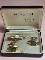 Circa 1960 Canada Boy Scout Cuff Links Tie Clip Boxed Country Club