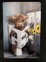 New tin Cow sign for your bathroom 12" by 8"