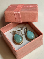 Beautiful Larimar Sterling Teardrop Earrings Sheppard Hook