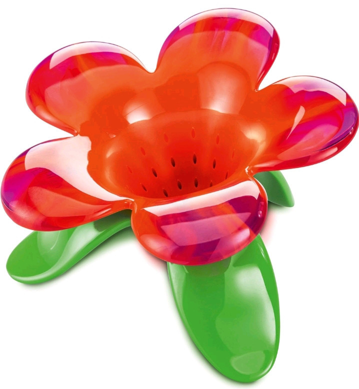 2 New Boxed | Koziol Audrey Tea Strainer |Grass Green, with Transparent Orange/Pink<br/>