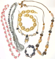 5 Vintage Necklaces incl Freshwater Pearl, Abalone, Possible Porcupine Quill & Shell + Bead Bracelet w 925 Sterling Clasp | From 7" to 36" Long
