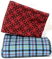 2 New SPOONFLOWER Printed Cotton Fabric Bundles | 60" x 41" Skull Plaid Black + Red (7734811) & 66" x 79" MacCrimmon Tartan 3" Muted (14804285)