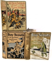 3 Antique 1912 + 1913 Hardcover Books on Boy Scouts | Beyond the Arctic Circle or the Lost Expedition, In the Northwest or Fighting Forest Fires & In the Maine Woods by Herbert Carter