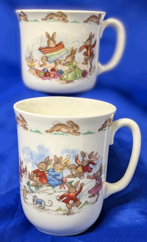 2 Vintage Royal Doulton Fine Bone China Bunnykins Mugs incl 1984 Golden Jubilee Celebration | 3" - 3.5" Tall