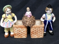 Vintage Ceramic Planters + Pin Cushion