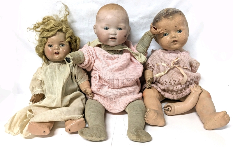 3 Vintage Possibly Older (Possibly Cursed) Dolls in As-In Condition | Reliable, AM Germany | Tallest 14.25" When Sitting