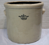 Vintage Crown #5 Crock with Side Handles . No Cracks , Some minor chips