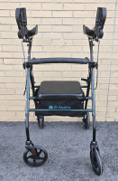 ELENKER | Stand Up Rollator Walker With Padded Seat And Backrest | Lightweight, Compact Folding, Fully Adjustable Frame For Seniors * One Arm Lose * | Model # MT-8151